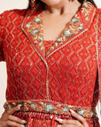 Carmine Red Anarkali Set - red anarkali Canada