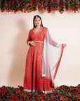 Carmine Red Anarkali Set - red anarkali Canada
