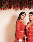 Carmine Red Anarkali Set - red anarkali Canada