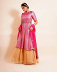 Punch Pink Anarkali Lehenga Set - pink anarkali Australia