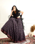 IMAARA Black Ruffled Blouse and Printed Lehenga - ruffle lehenga Sydney