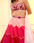 CELESTE Pink Dupion Ombre Lehenga - pink lehenga Australia