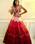CELESTE Pink Dupion Ombre Lehenga - pink lehenga Australia