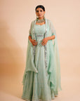Pistachio Green Anarkali with Cape - anarkali Canada