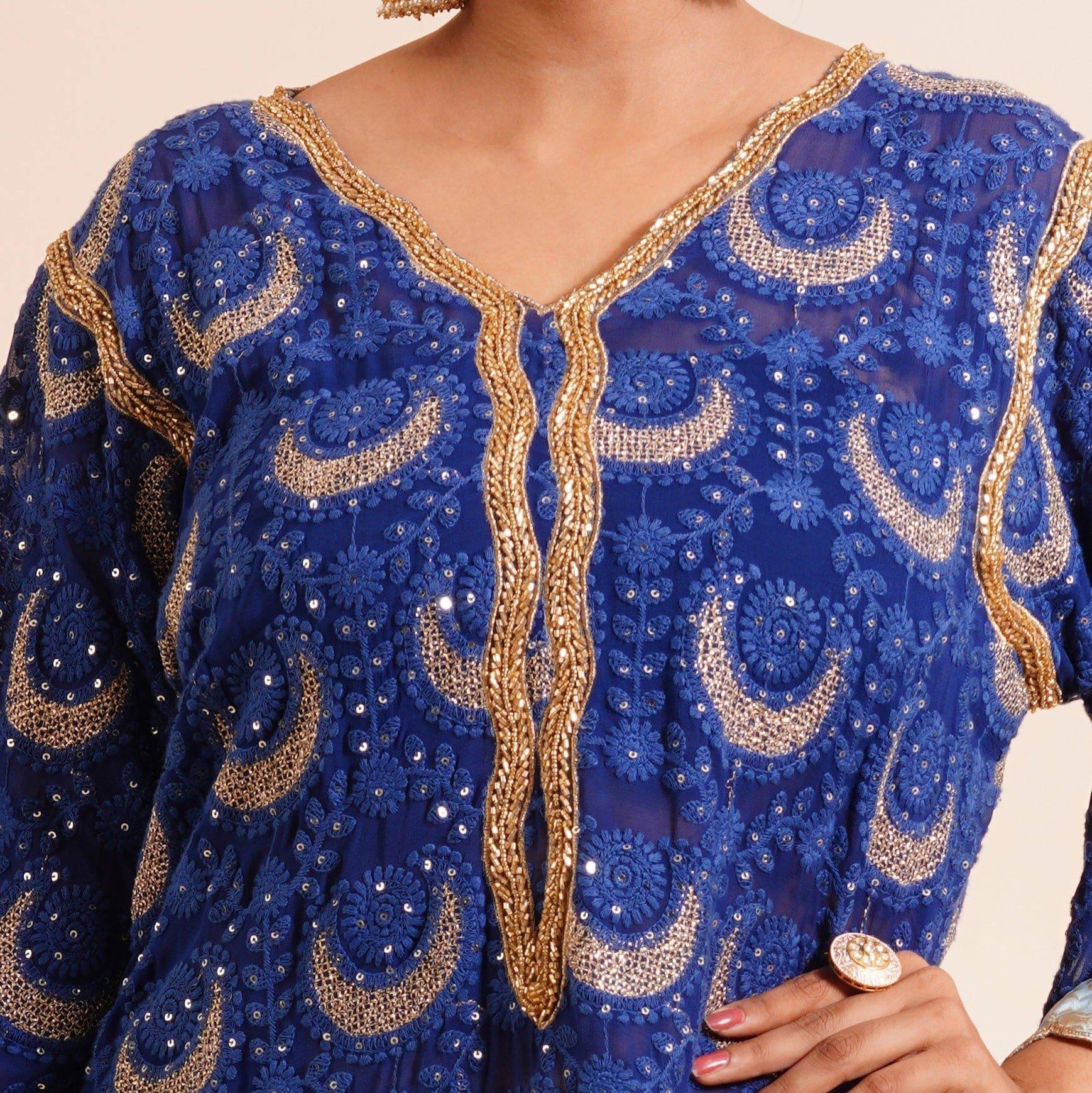 Navy Blue Kaftan Kurta Set - blue kurta Australia
