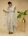Silver Embroidered Anarkali Set - anarkali New Zealand
