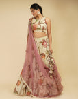Silver Shaded Floral Lehenga Set - floral lehenga New Zealand