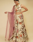 Silver Shaded Floral Lehenga Set - floral lehenga Australia