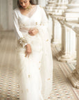 Iris Ivory Organza Saree Set - ivory saree Australia