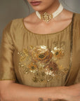Paro Gold Chanderi Anarkali Set - anarkali set Canada