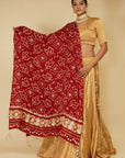Golden Lehenga and Blouse with Maroon Dupatta - lehenga set Canada