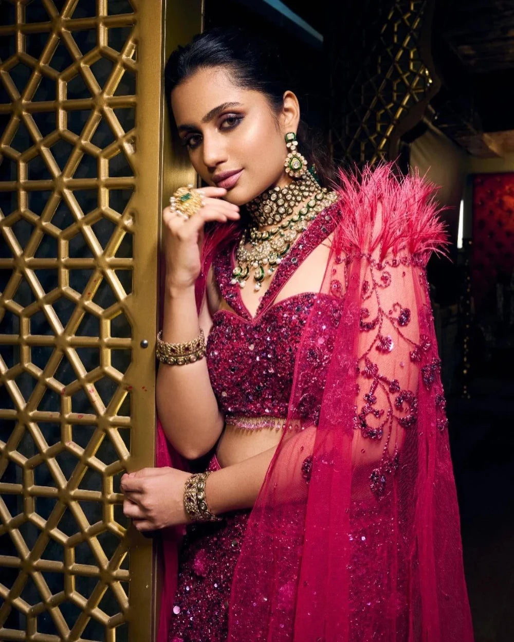 Ruby Pink Sequin Lehenga - pink lehenga Sydney