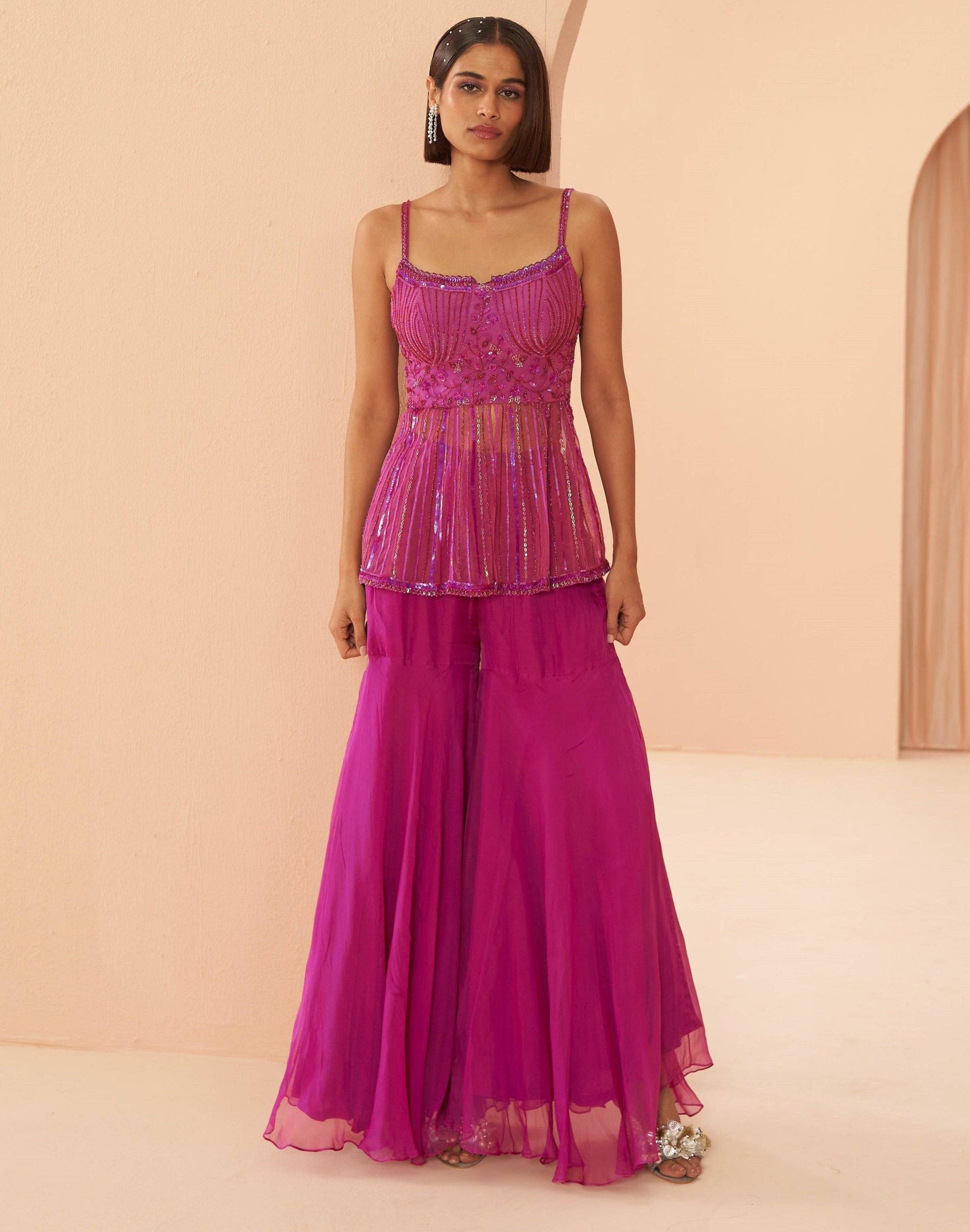 Candy Pink Sharara Set - pink sharara USA