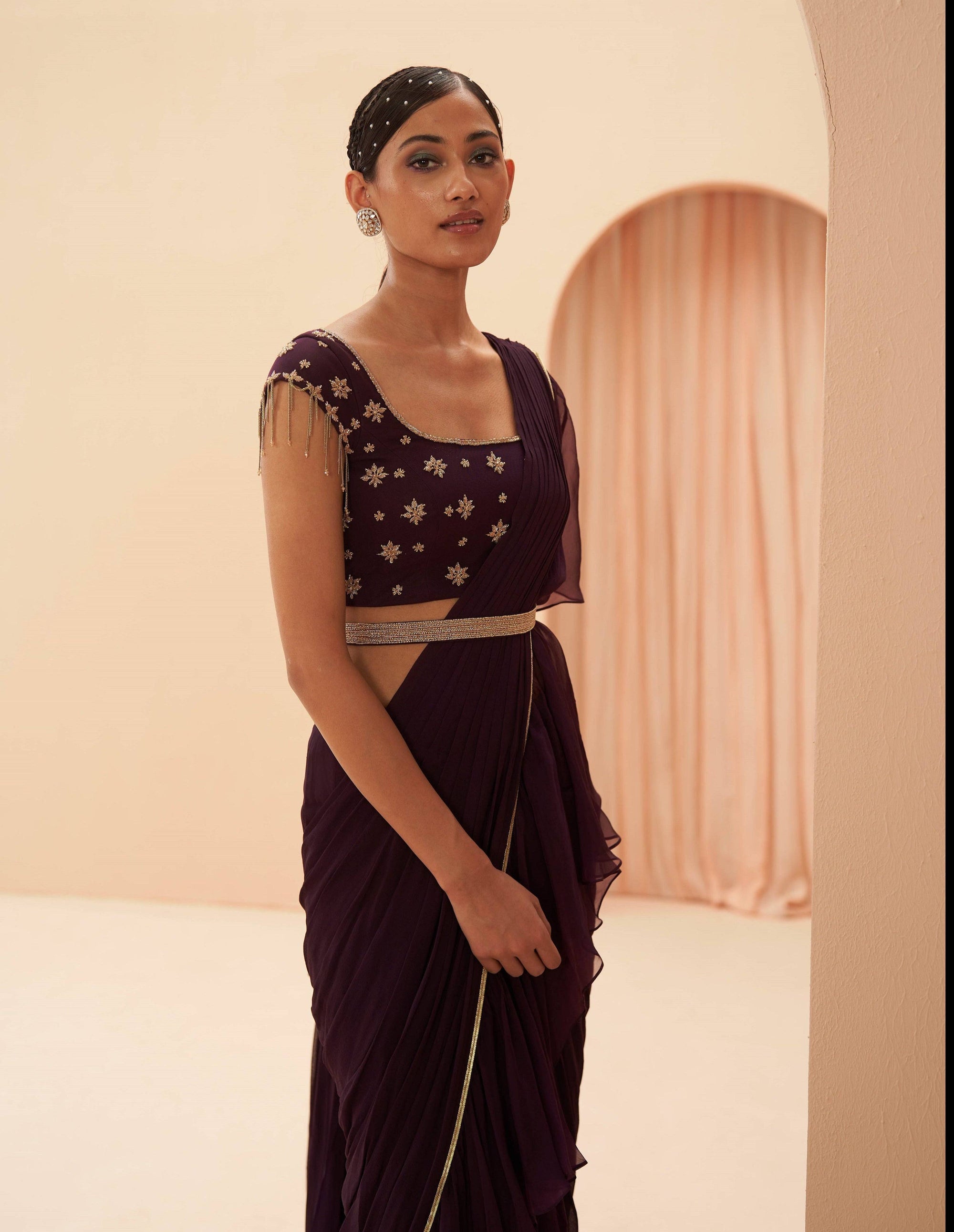 Deep Wine Saree - saree Canada