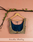 Midnight Blue Sharara with Mirrorwork Blouse & Dupatta - mirror work dress Canada