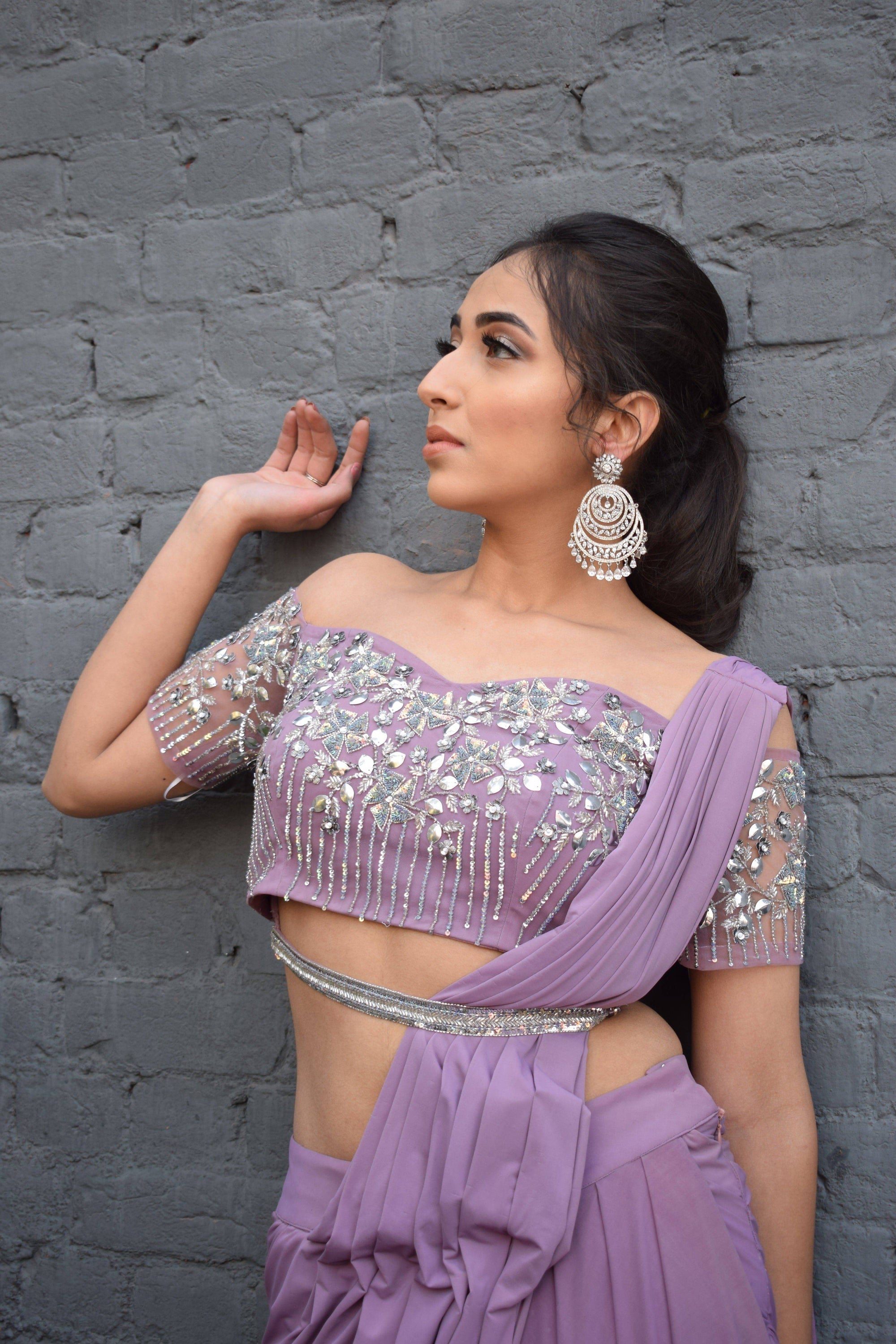 Dream Lilac Drape Saree - drape saree USA