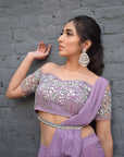 Dream Lilac Drape Saree - drape saree USA
