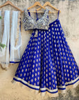Indigo Blue and Ivory Ruffle Lehenga Set - blue lehenga New Zealand