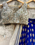 Indigo Blue and Beige Ruffle Lehenga Set - blue lehenga Canada