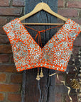 Ivory and Orange Tier Lehenga Set - orange lehenga Sydney
