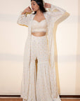 Ivory Gharara and Jacket Set - indian attire for ladies New Zealand