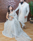 Grey Jacket Style Sherwani Set - sherwani set New Zealand