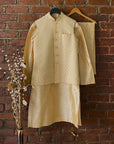 Beige Kurta, Vest and Pant Set - indian wear for men USA