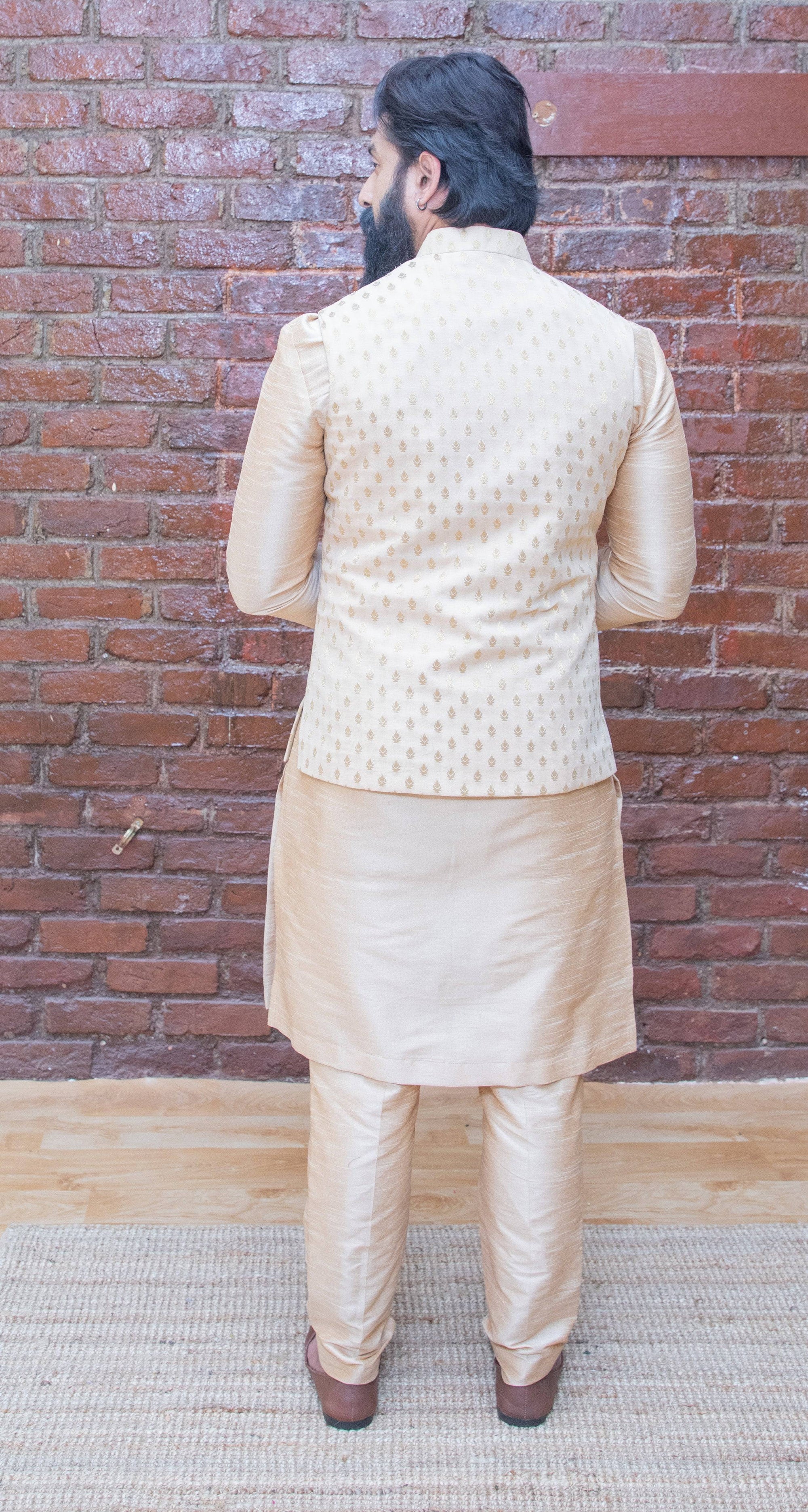 Beige Kurta, Vest and Pant Set - kurta set Canada