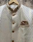 Ivory Silk Brocade Sherwani - groom sherwani New Zealand