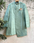 Sage Green Asymmetric Sherwani - sherwani New Zealand