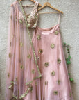 Nude Blush Mirror Lehenga Set - blush pink lehenga New Zealand