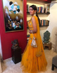 Mango Mirror Lehenga Set - yellow lehenga New Zealand
