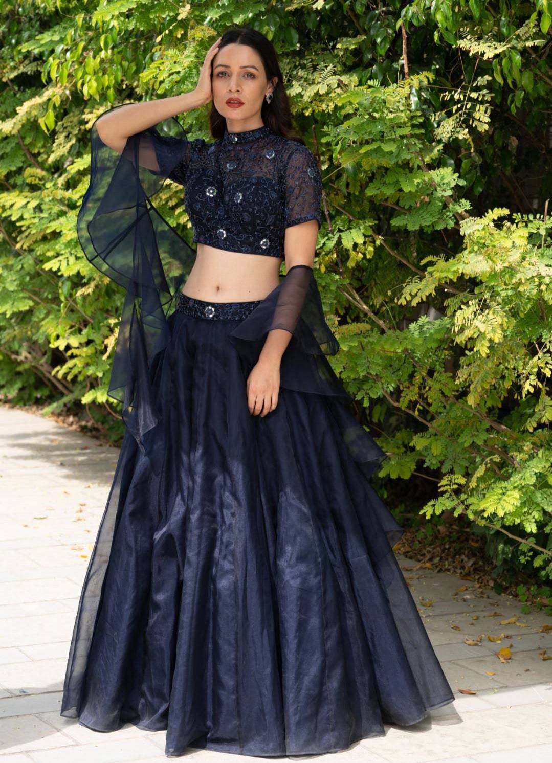 Maheem Organza Lehenga - black lehenga Australia