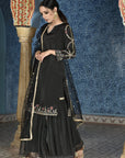 Black Crepe Sharara Set - black sharara Canada