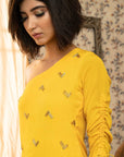 Yellow One Shoulder Crepe Tunic Set - yellow dress Sydney