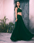 Georgette Emerald Green Lehenga Set - indian lehenga