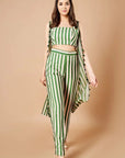 Forest Green Stripes Pant Set - indian fashion New Zealand