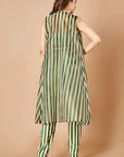 Forest Green Stripes Pant Set - indian fashion New Zealand