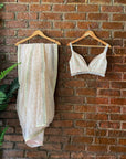 Peach Organza Saree and Sequin work Blouse - Organza Saree