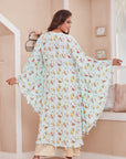 Liril Blue Floral Print Butterfly Slit Kaftan Set - indian garb