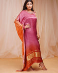 4D Dyeing of Mulberry Violet & Orangutan Kaftaan