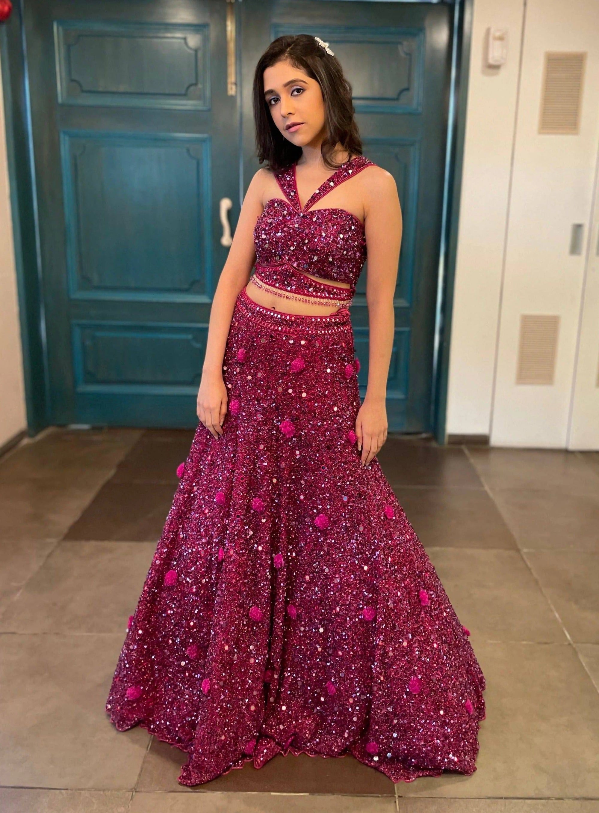 Ruby Pink Sequin Lehenga - pink lehenga Sydney