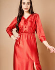 Vermillion Red Slit Dress - red dress Canada