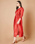 Vermillion Red Slit Dress - red dress Canada