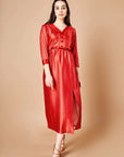 Vermillion Red Slit Dress - red dress Canada