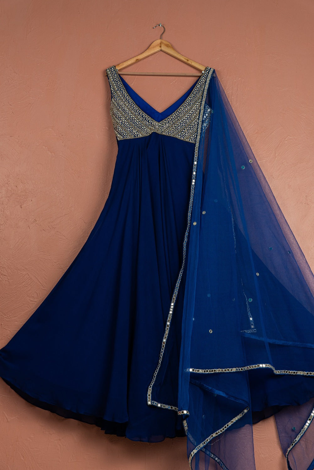 Azure Blue Anarkali Set - blue indian outfits