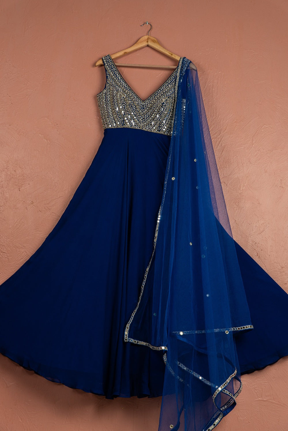 Azure Blue Anarkali Set - blue indian outfits