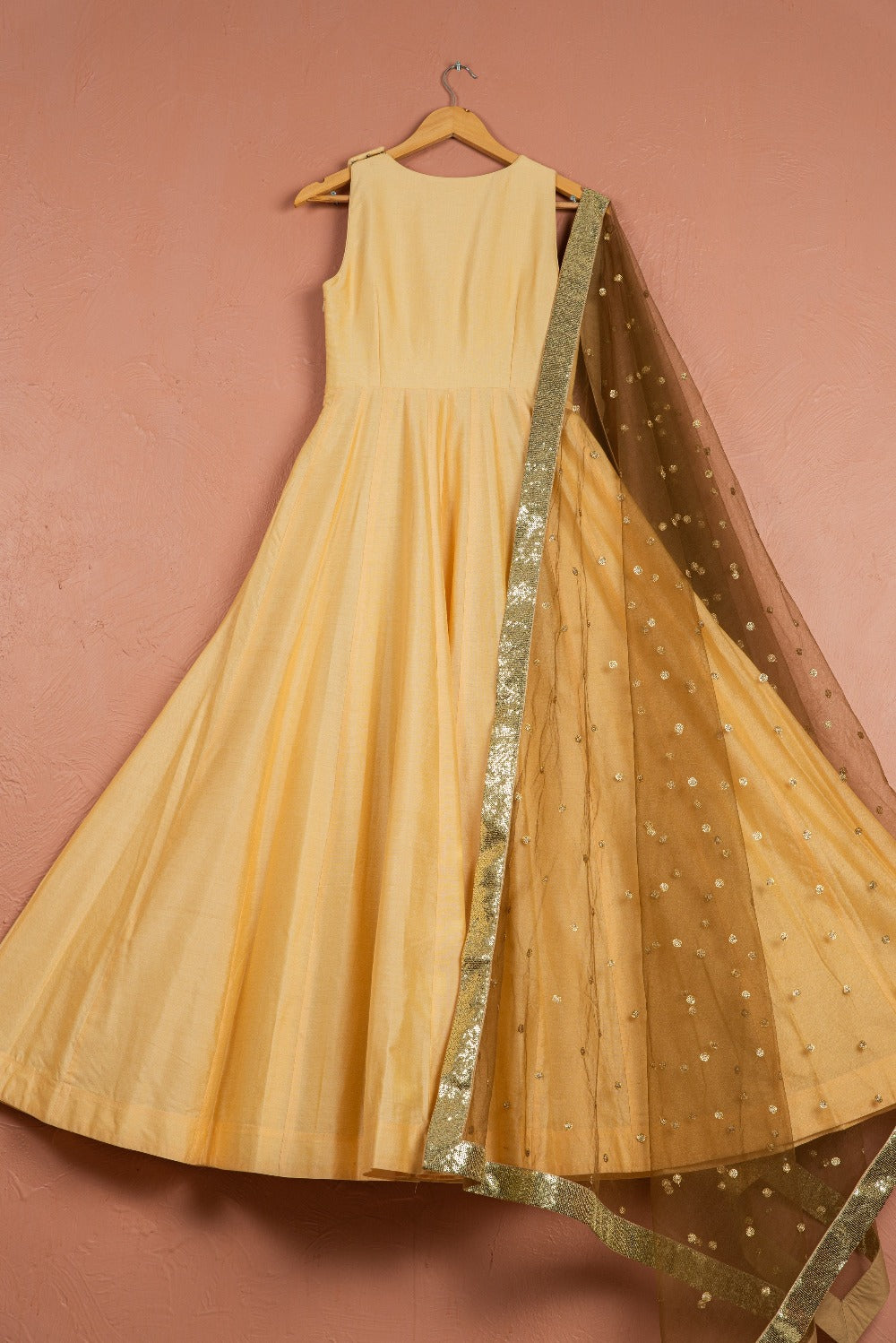 Ivory Anarkali with Grey Dupatta - simple anarkali dress