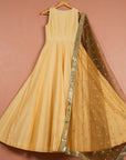 Ivory Anarkali with Grey Dupatta - simple anarkali dress