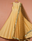 Ivory Anarkali with Grey Dupatta - simple anarkali dress